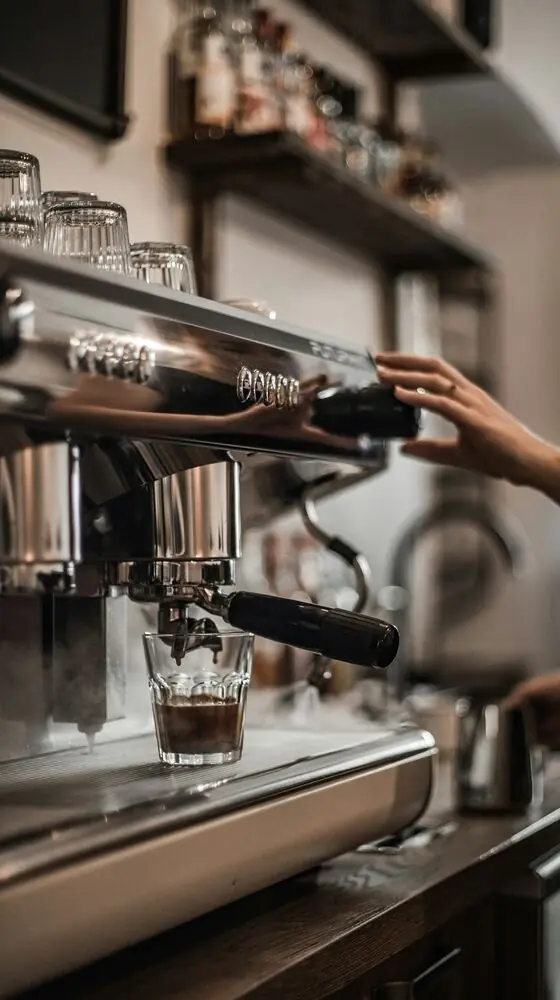 Espresso saliendo de la máquina